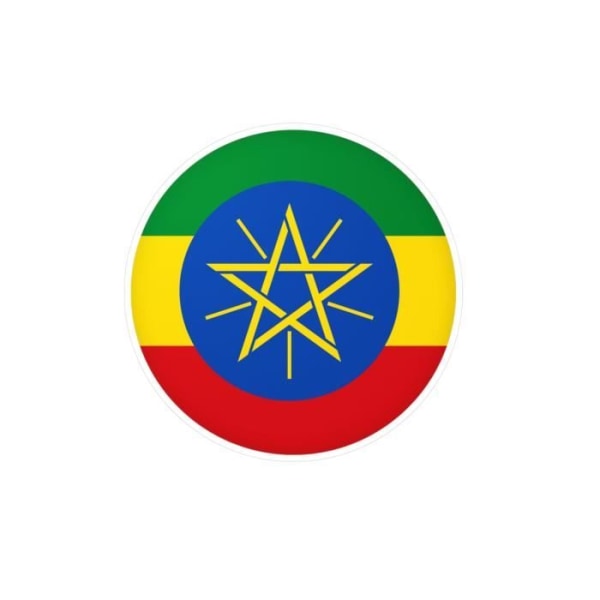 Runt klistermärke Etiopiens flagga 10 cm i 1000 bitar