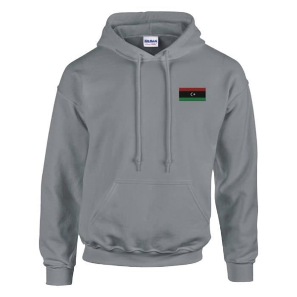 Libyen flagga broderi hoodie i grått Grå S