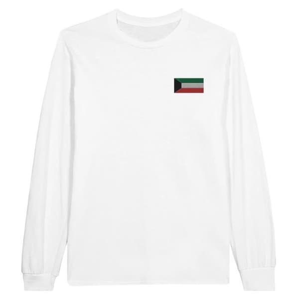 Langærmet T-shirt - PIXELFORMA - Kuwait Flag - 100% bomuld - Langærmede - Optimal komfort Vit M