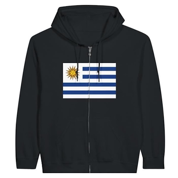 Uruguay Flag vetoketjullinen huppari mustana Svart XXXL