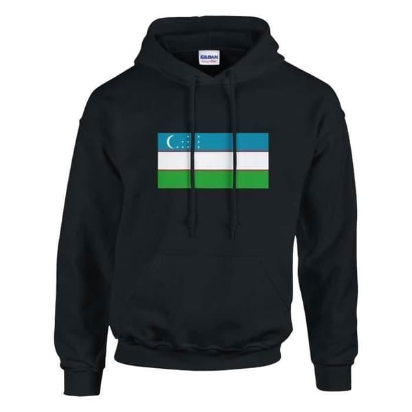Hættetrøje - PIXELFORMA - Usbekistans flag - Lange ærmer - Hætte - Sort Svart M