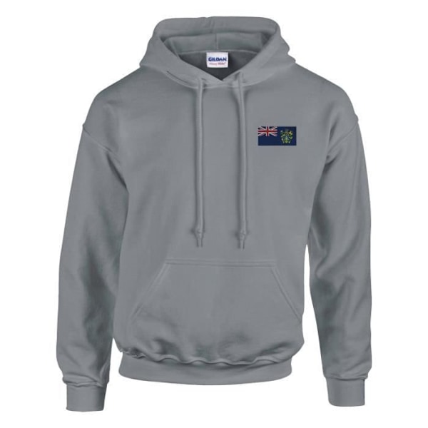 Pitcairn Islands flagga broderi hoodie i grått Grå XXXL