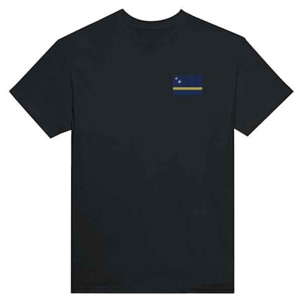 Curaçao Flag Broderi T-Shirt i Sort Svart S