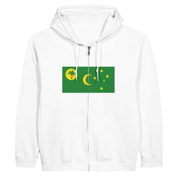 Cocos Islands Flag Hættetrøje med lynlås i hvid Vit XXXL