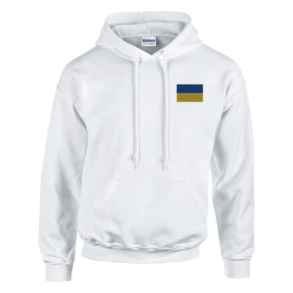Hættebluse - PIXELFORMA - Ukraines flag - Lange ærmer - Hætte - Unisex Vit S