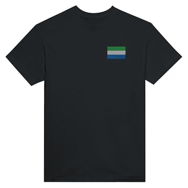 Sierra Leone Flag Broderi T-Shirt i Sort Svart M