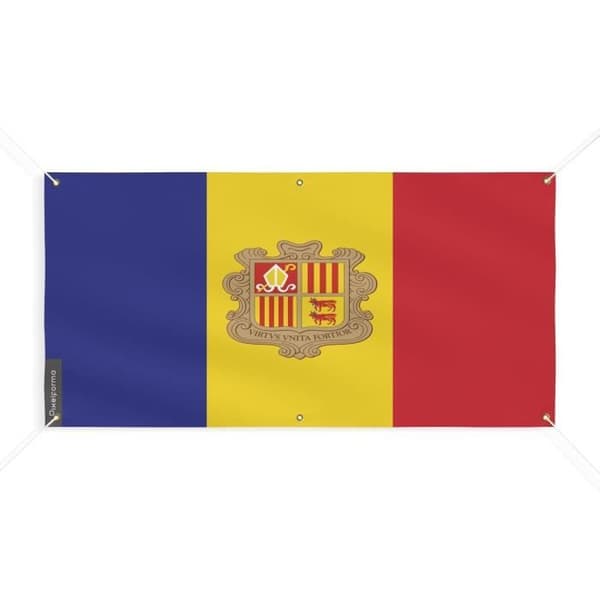 Andorra Flag Banner - PIXELFORMA - 40x80cm - Slitstark polyester - 6 förstärkta öglor