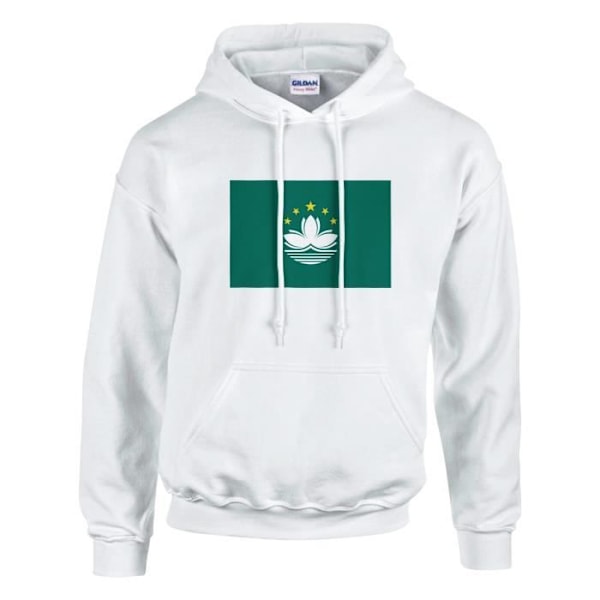 Macau Flag Hoodie i Vit Vit S