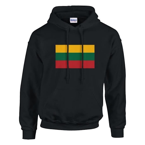 Lithuania Flag Hoodie i svart Svart M