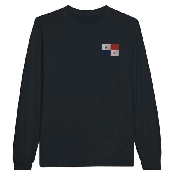 Langærmet T-shirt - PIXELFORMA - Panama Flag - Sort - Regular - Voksen Svart M