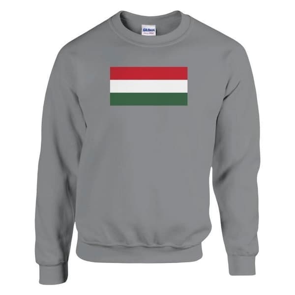 Sweatshirt - PIXELFORMA - Ungarns flag - Grå - Lange ærmer - Afrundet krave Grå S