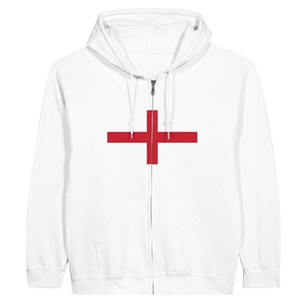 England Flag Zip Hoodie i Vit Vit XL