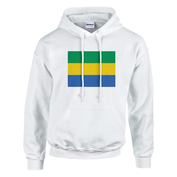 Gabon Flag Hoodie i Vit Vit jag