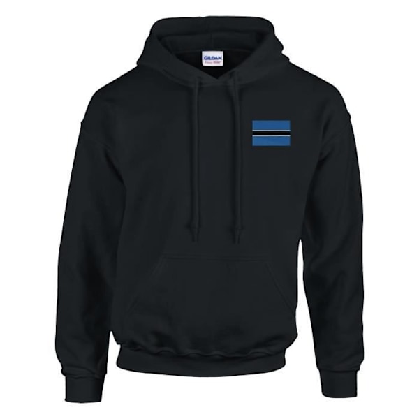 Broderad Botswana Flag Hoodie i Svart Svart S