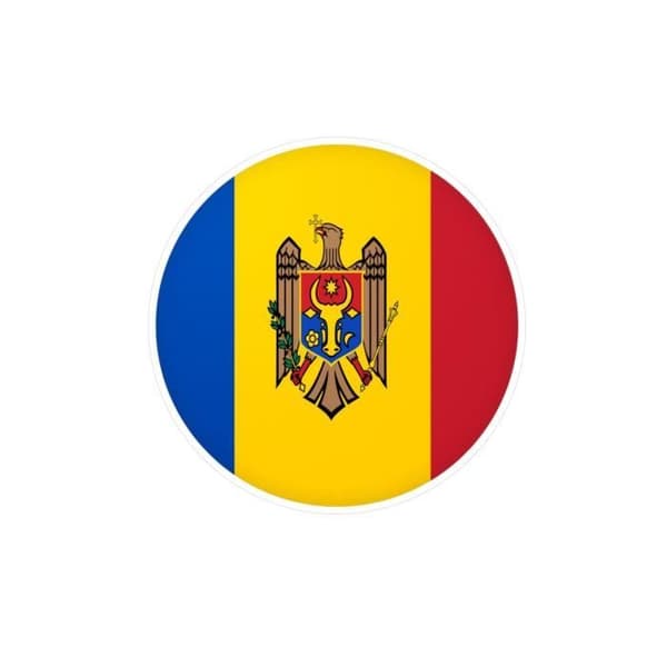 Pyöreä tarra Moldovan lippu 10 cm 1000 kappaletta