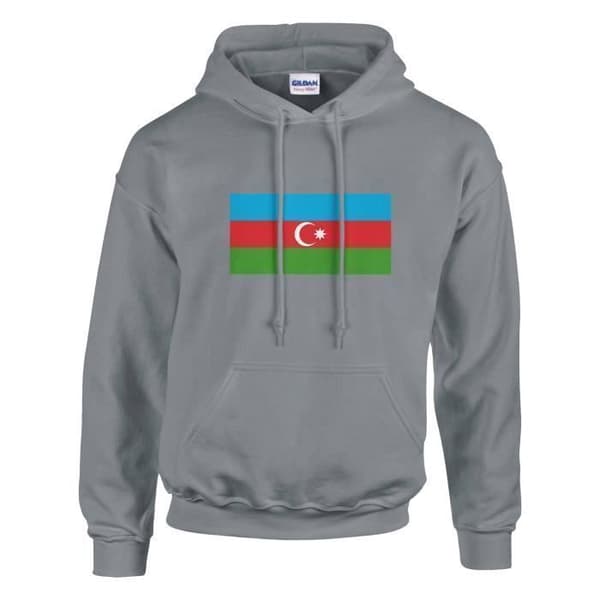 Hættetrøje - PIXELFORMA - Aserbajdsjans flag - Grå - Lange ærmer - Hættekrave Grå XL