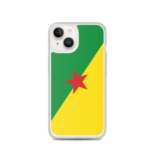 Coque iPhone - PIXELFORMA - iPhone 14 - Drapeau de la Guyane - Protection complète - Silicone souple Guyanas flagga