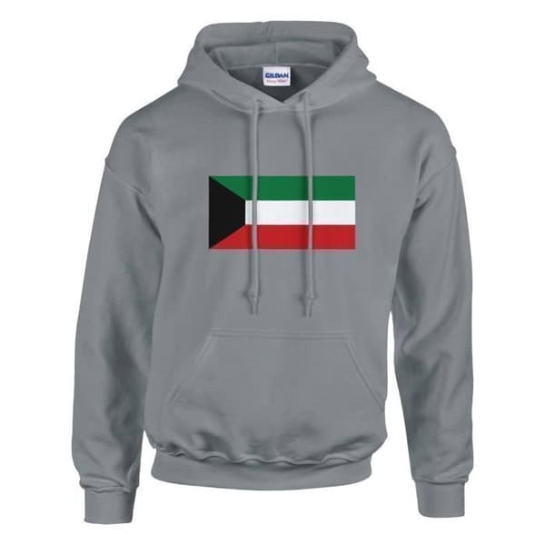 Sweat med hætte - PIXELFORMA - Kuwait flag - Grå - Lange ærmer - Unisex Grå M