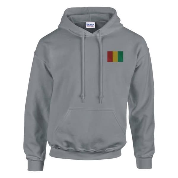 Sweatshirt med hætte - PIXELFORMA - Guineanske flag - Grå - Lange ærmer - Hættefælde Grå XL