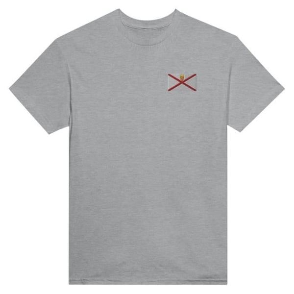 Jersey Flag Broderi T-Shirt i Grå Grå XXXL