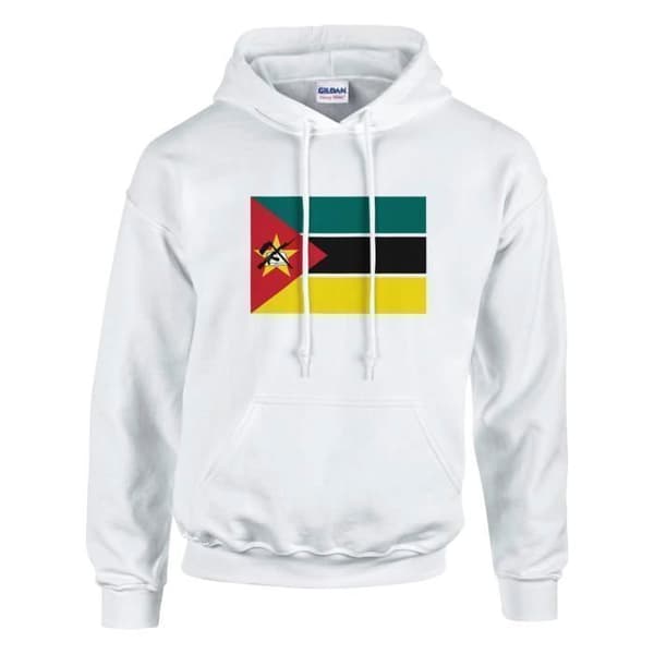 Hætte sweatshirt - PIXELFORMA - Mozambique Flag - Hvid - Lange ærmer - Hættekolle Vit S