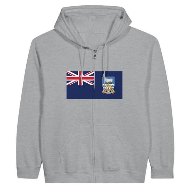 Falkland Islands Flag vetoketjuhuppari harmaa Grå XXL