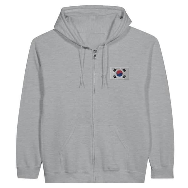 Sweatshirt med hætte - Sydkoreas flag - Grå - Polyester-Bomuld - Lange ærmer - Unisex Grå jag