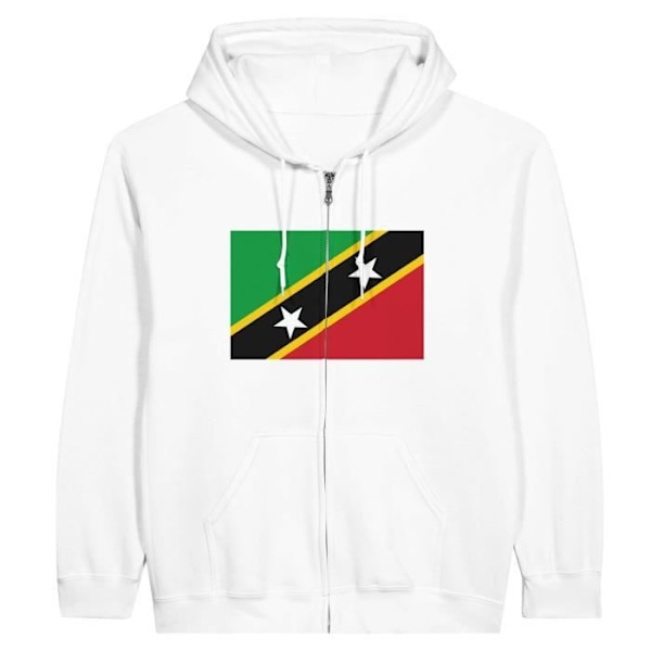 Saint Kitts och Nevis flagga Hoodie med dragkedja i vit Vit jag