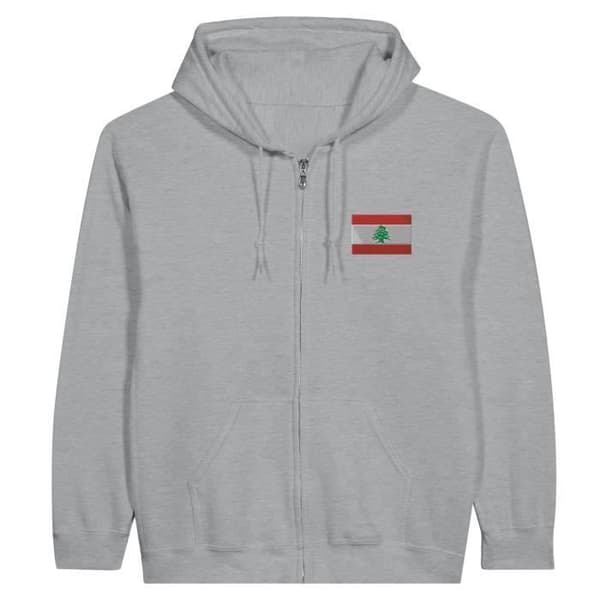 Hættetrøje - PIXELFORMA - Flag of Libanon - Grå - Lange ærmer - Hættekrave Grå M