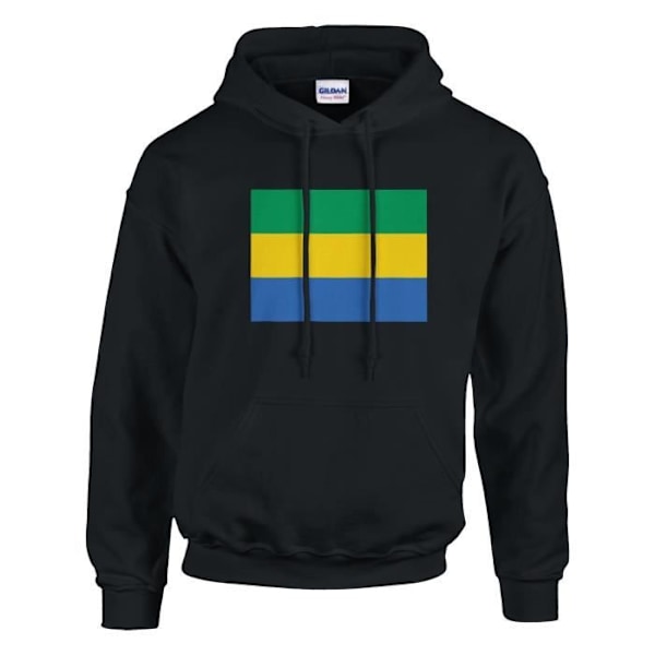 Gabon Flag hættetrøje i sort Svart XXXXL