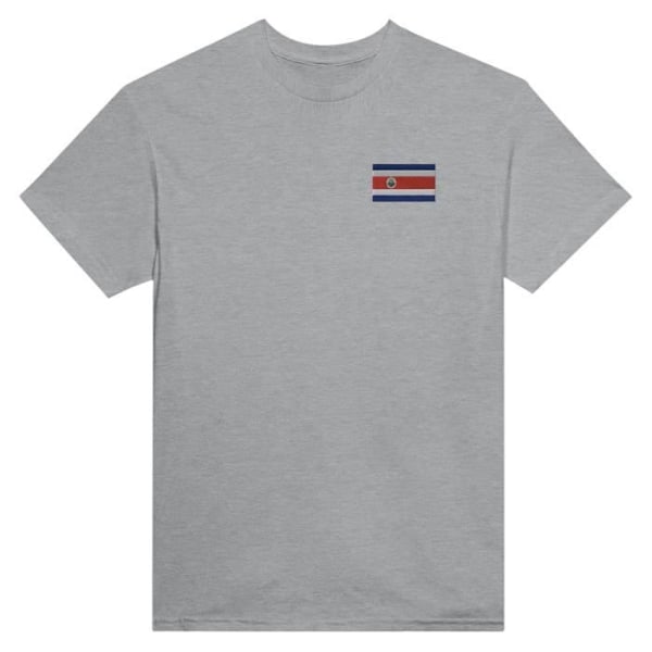 Costa Rica Flag Broderi T-Shirt i Grå Grå S