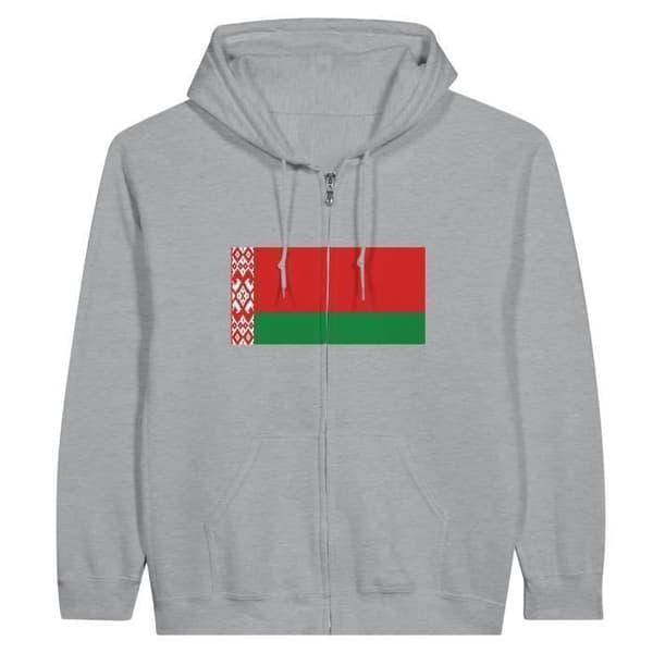 Hættetrøje - Hviderussisk Flag - Grå - Polyester-Bomuld - Lange Ærmer - Unisex Grå M