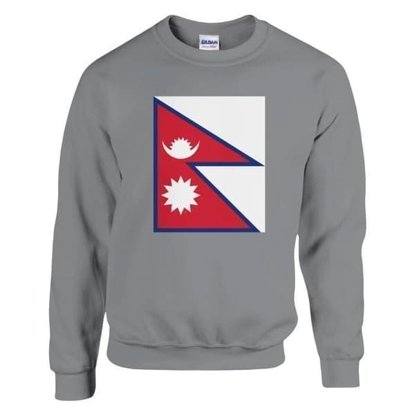 Nepal Flag Sweatshirt i Grå Grå S