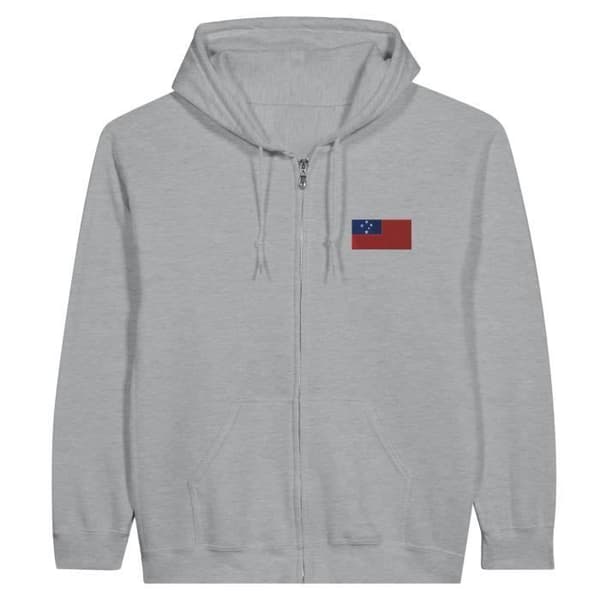Hættetrøje med lynlås - PIXELFORMA - Samoa Flag - Grå - Lange ærmer - Unisex Grå S