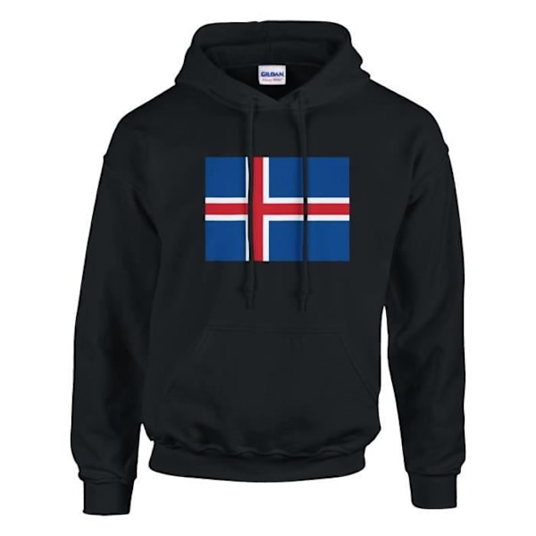 Iceland Flag -huppari mustana Svart XL