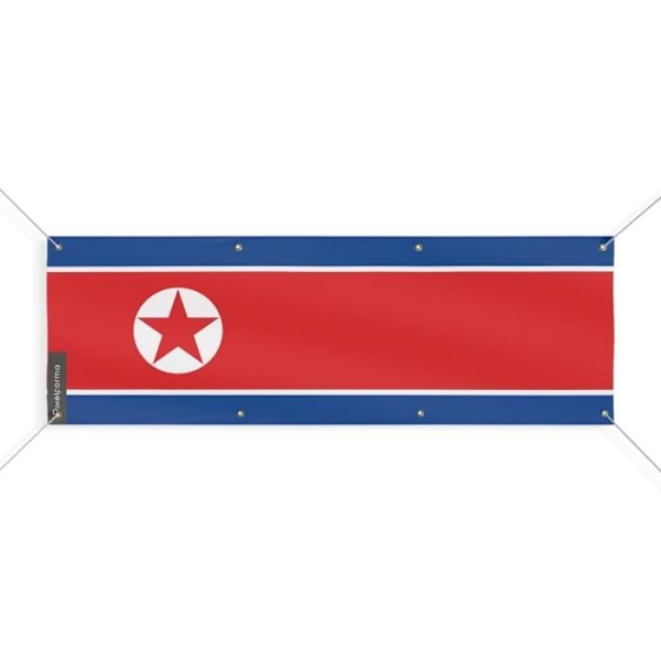 Nordkorea Flag Banner 8 Øjer 70x210 cm