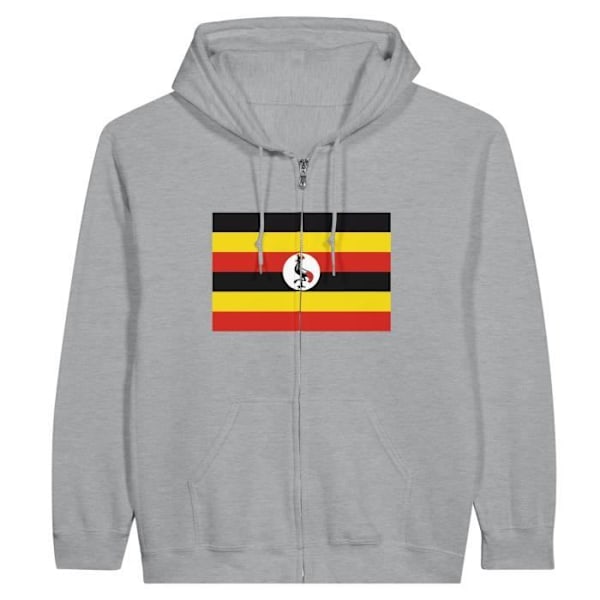 Uganda Flag Zip Hoodie i grått Grå M