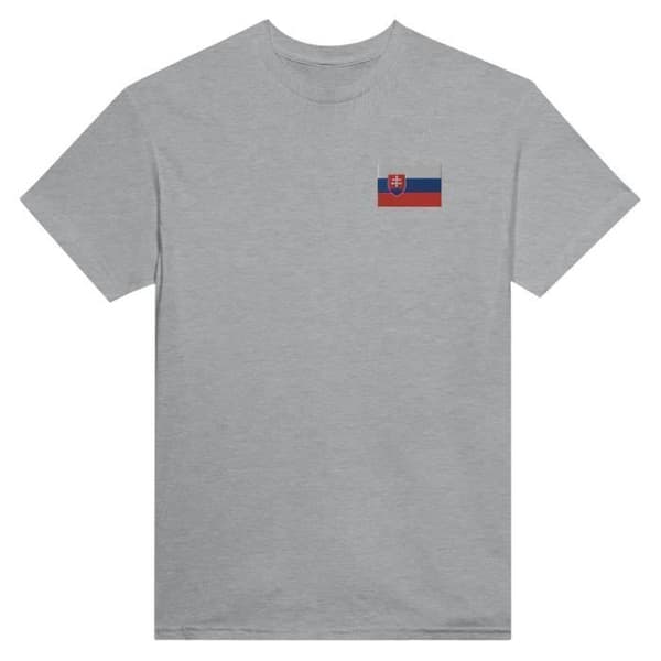 T-shirt - PIXELFORMA - Slovaakiets flag - Broderi - 100% bomuld - Klassisk pasform Grå jag