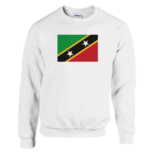 Sweatshirt - PIXELFORMA - Flagga för Saint Kitts och Nevis - Långärmad - Vit - Unisex Vit XL