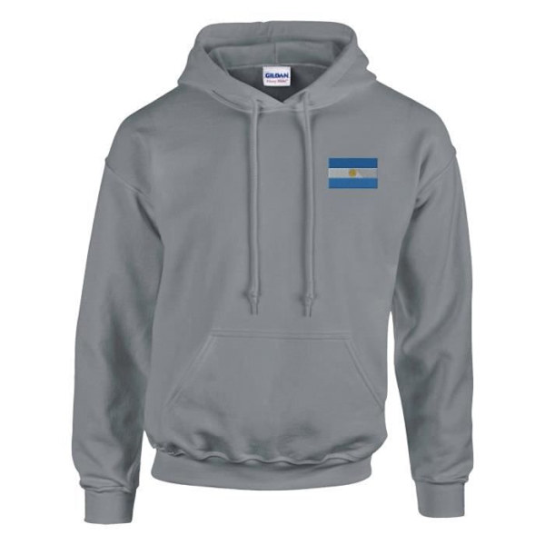 Hoodie - PIXELFORMA - Argentinas flagga - Grå - Bomull/Polyester - Mjukhet Grå XL