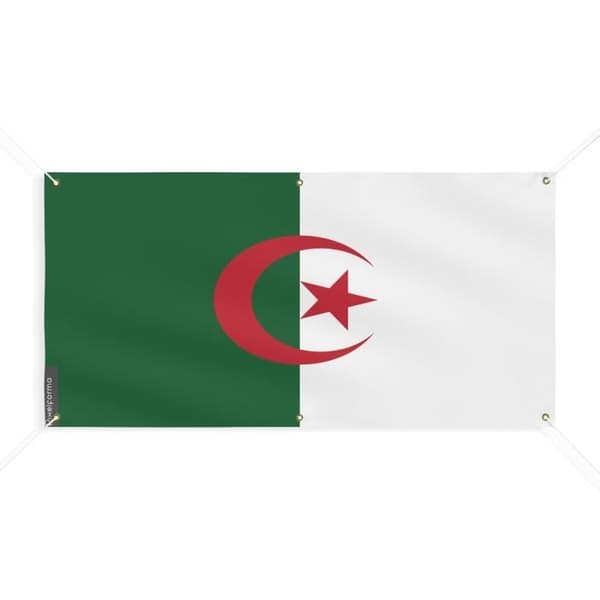 Algeriet flaggbanner 6 öljetter 200x400cm i polyester