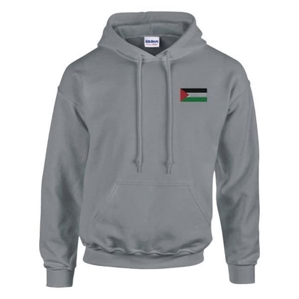 Palestiinan lippu brodeerattu huppari harmaa Grå jag