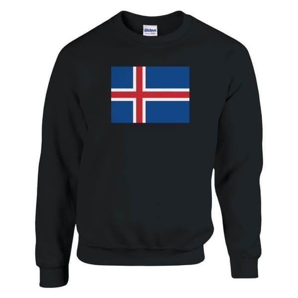 Sweatshirt - PIXELFORMA - Islands flag - Sort - Langærmede - Unisex Svart XXXXXL