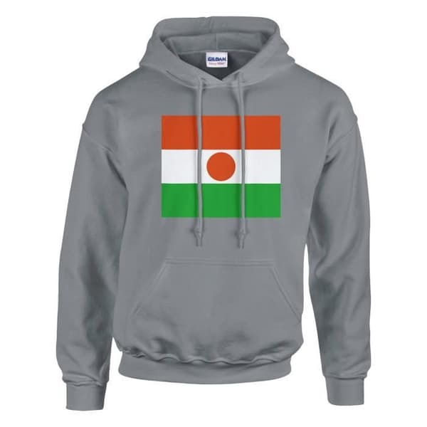 Sweat med hætte - PIXELFORMA - Nigerflag - Grå - Langærmet - Unisex Grå M