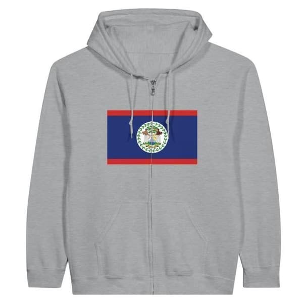 Hættetrøje - PIXELFORMA - Belize Flag - Grå - Lange ærmer - Unisex Grå M