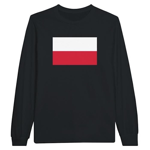 Poland Flag langærmet T-shirt i sort Svart M