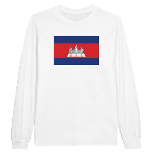 Cambodia Flag langærmet T-shirt i hvid Vit XXXL