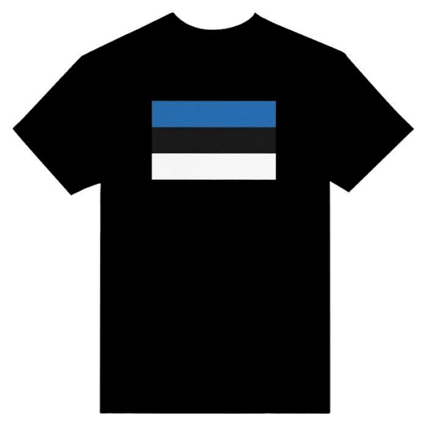 Estonia Flag T-shirt i sort farve Svart S