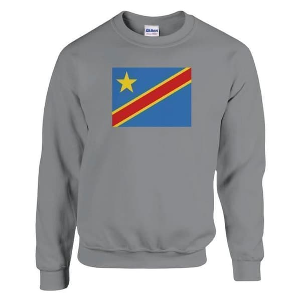 Sweatshirt - PIXELFORMA - Drapeau RDC - Grå - Långa ärmar - Klassisk krage Grå M