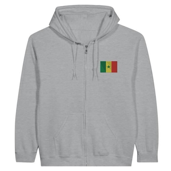 Senegal Flag Broderi Hættetrøje med lynlås i grå Grå XXL